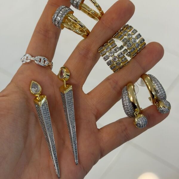 Dore Topçuk Taşlı Halka Mix Küpe