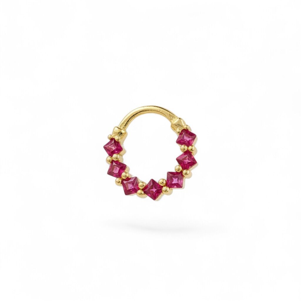 Pembe Karo Taşlı Halka Daith Piercing