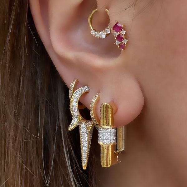 Taşlı Çubuk Küpe