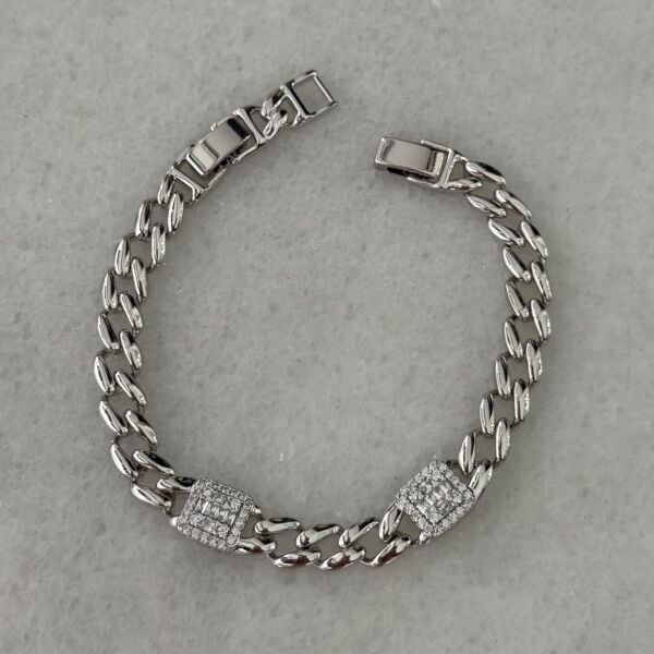 Xuping Duble Baget Hasır Taşlı Çelik Bileklik