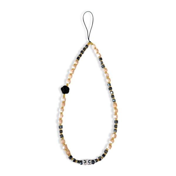 Siyah Gül Kristal Phone Charm Telefon Askısı