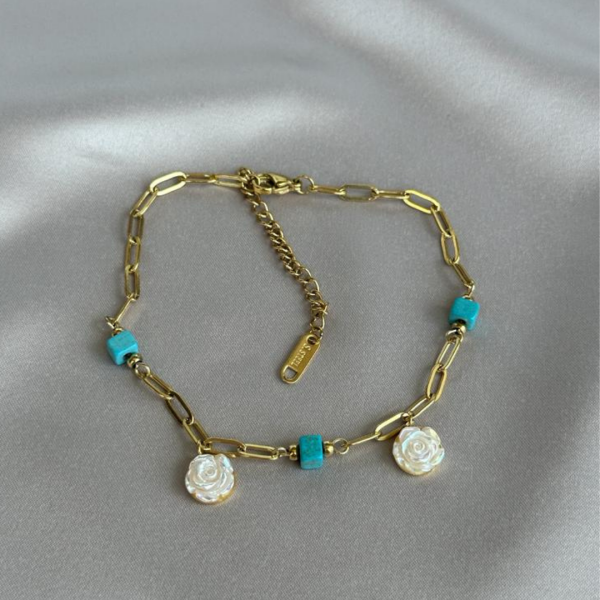 Gül Charm Çelik Halhal Gold - Altın rengi
