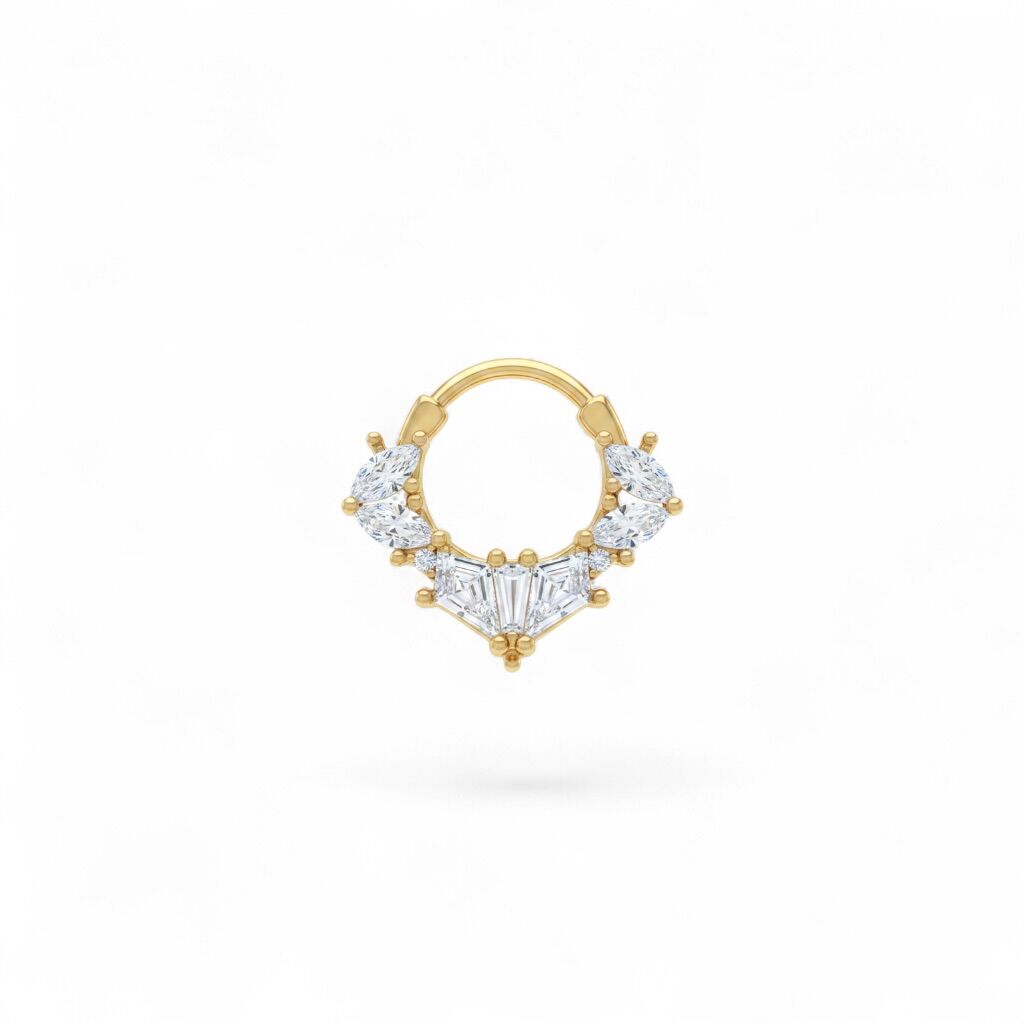 Baget Taşlı Çelik Halka Daith Piercing