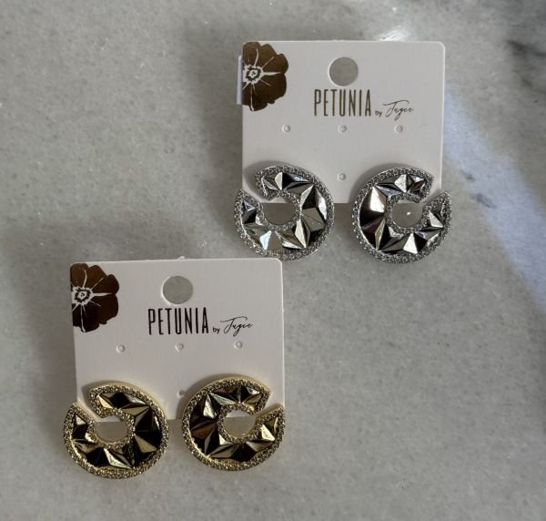 Taşlı Disk Çivi Küpe