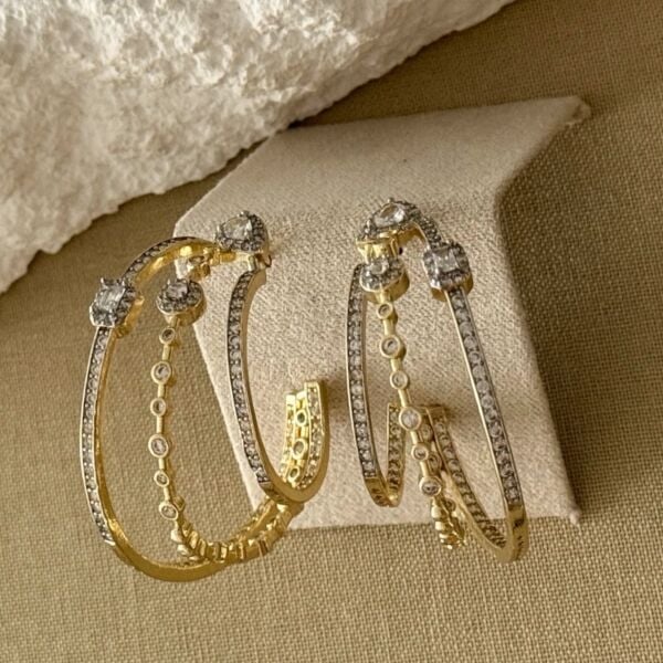 Atas Çoklu Görünümlü Taşlı Halka Mix Küpe