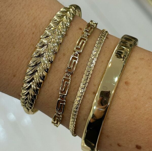 Xuping 14 Ayar Yaprak Çelik Kelepçe Bilezik