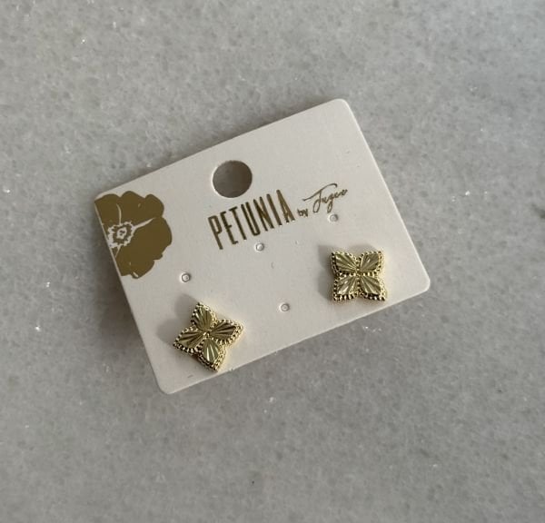 Lazerli Yonca Mini Çivi  Küpe