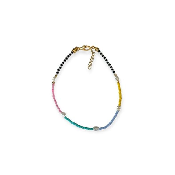 İnci Renkli Cam Boncuk Halhal