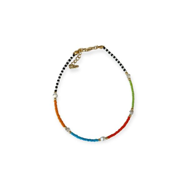 İnci Renkli Cam Boncuk Halhal