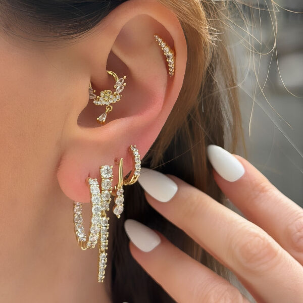 Sallantılı Markiz Taşlı Çelik Halka Daith Piercing