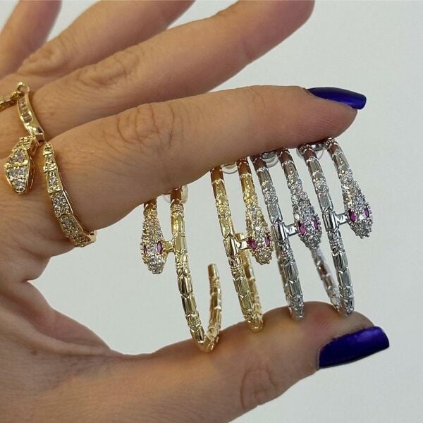 Pembe Gözlü Yılan Halka Küpe