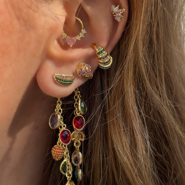 Pembe Kalp Taşlı Çelik Halka Daith Piercing