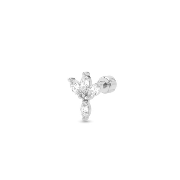 925 Ayar Gümüş Sallantılı Taşlı Zambak Tragus Piercing
