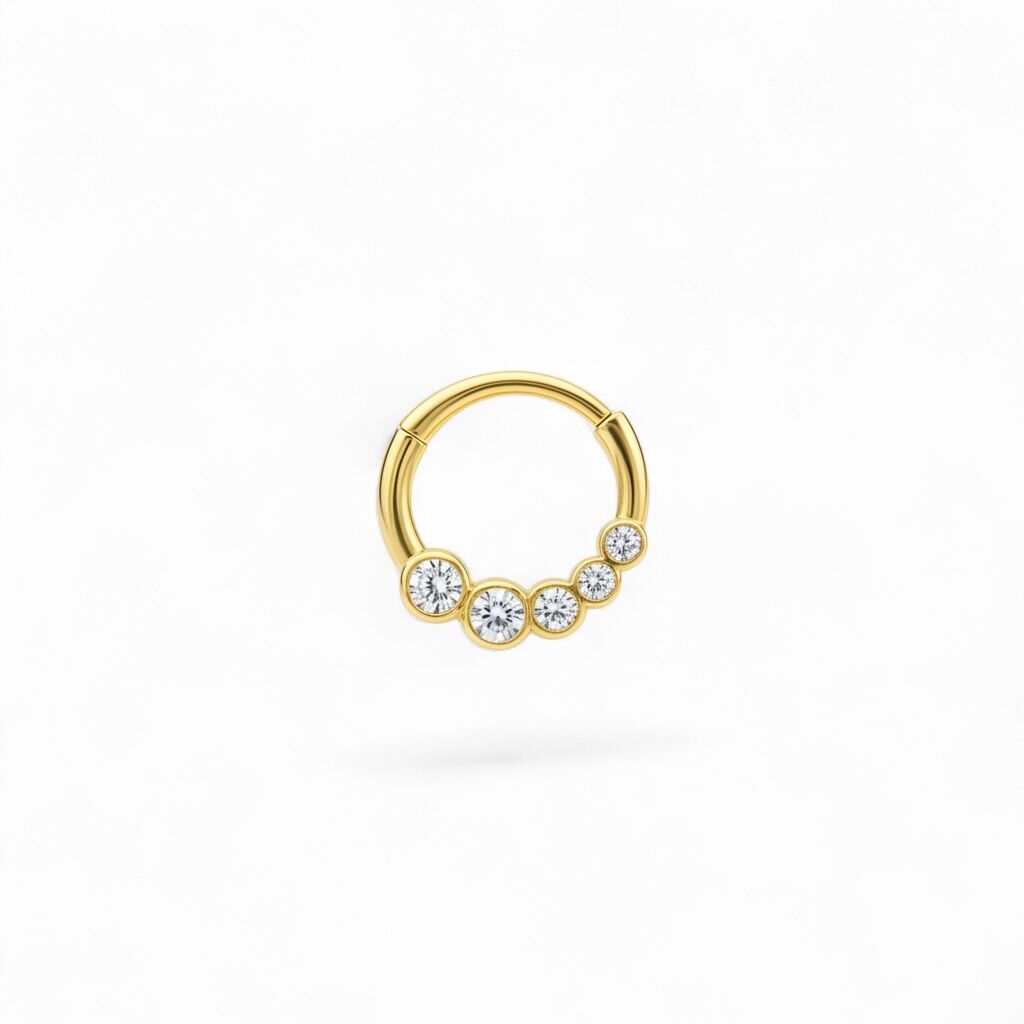 925 Ayar Gümüş Taşlı Çelik Halka Daith Piercing