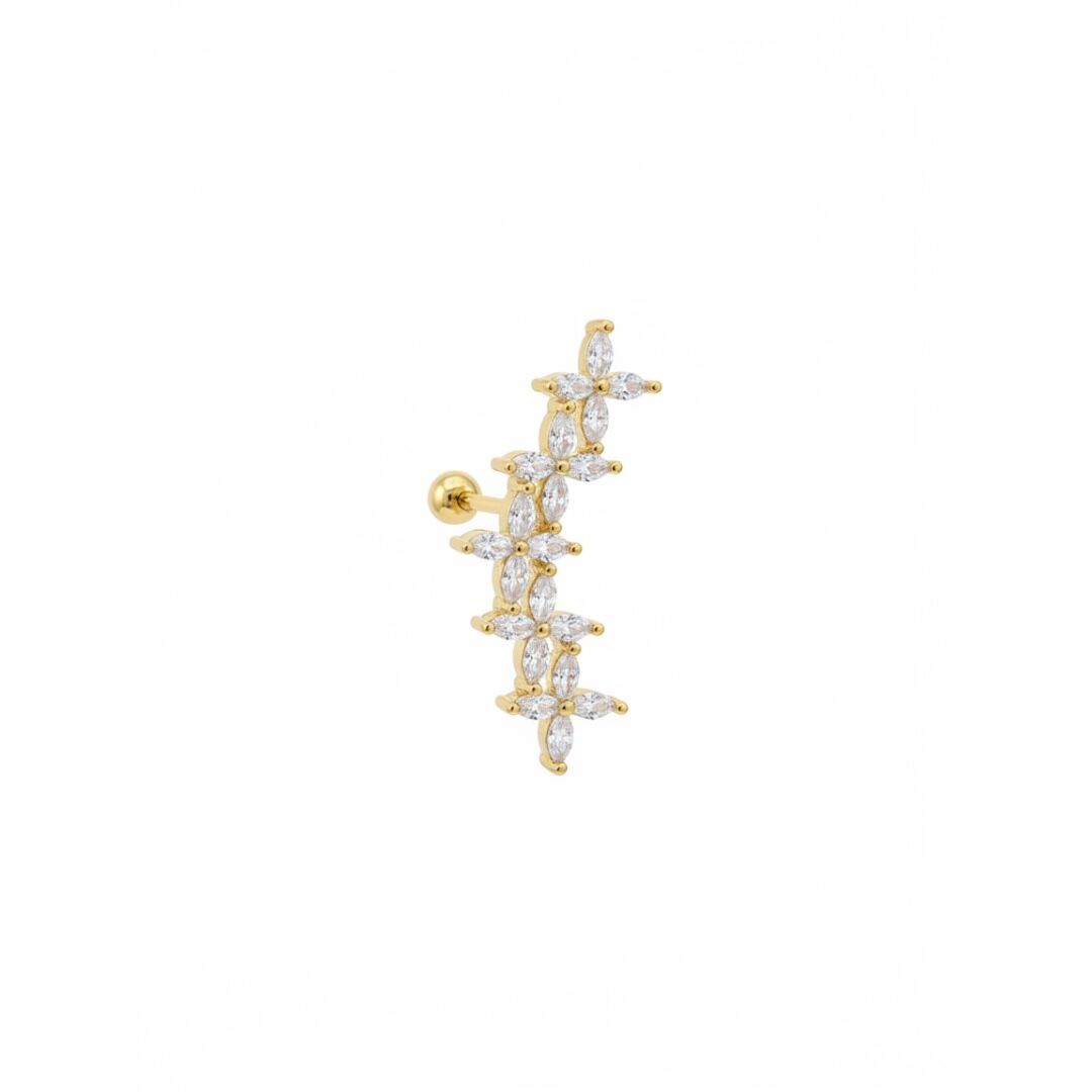 Markiz Çiçek Taşlı Çelik Helix Piercing
