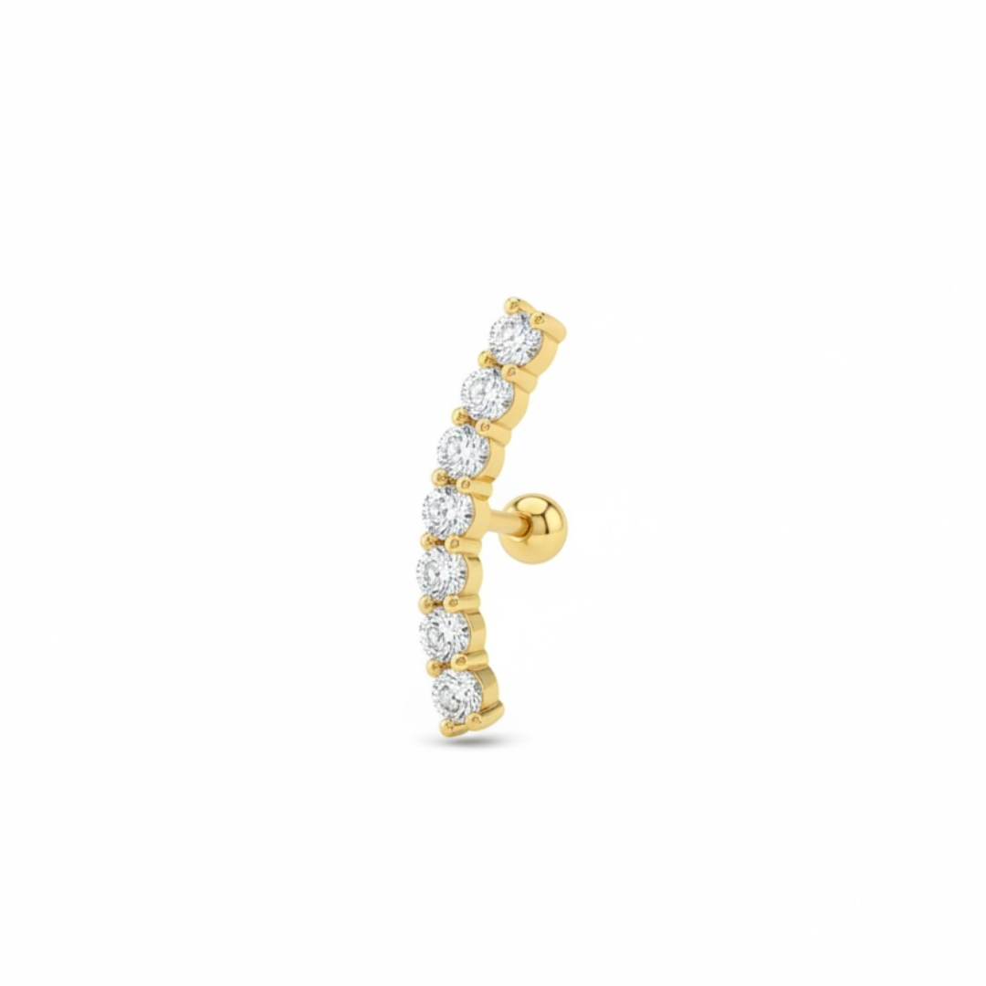 Sıralı Taşlı Çelik Helix Piercing