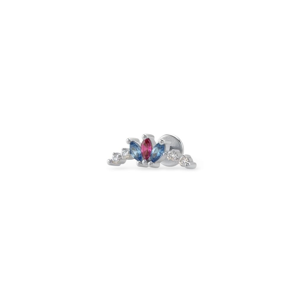 Lotus Taşlı Tragus Helix Çelik Piercing