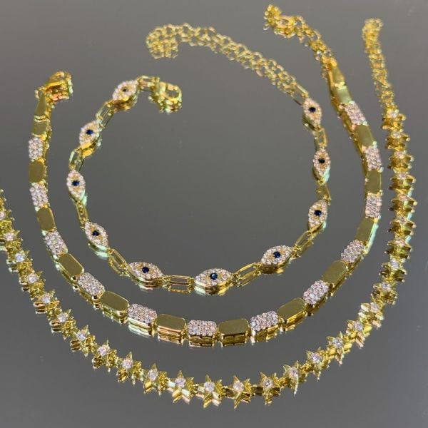 925 Ayar Gümüş Yıldızlı Taşlı Bileklik