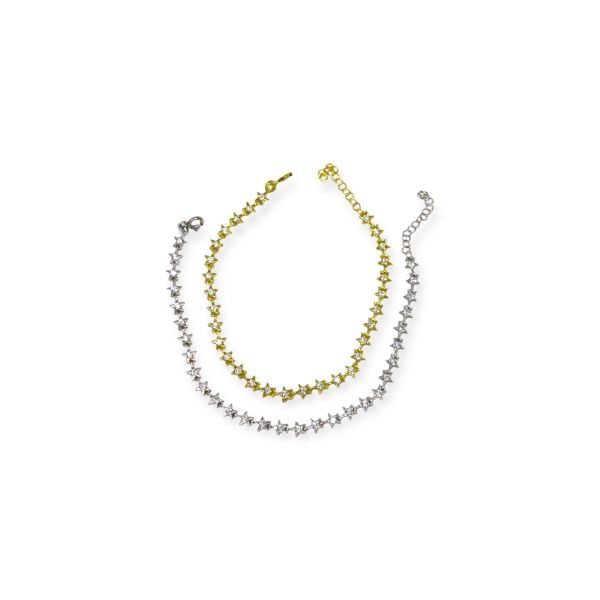 925 Ayar Gümüş Yıldızlı Taşlı Bileklik