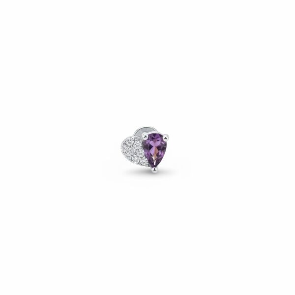 Kalp Mor Taşlı Çelik Tragus Piercing