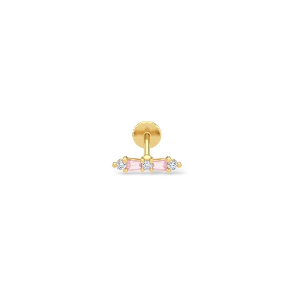 Baget Pembe Taşlı Çelik Tragus Piercing