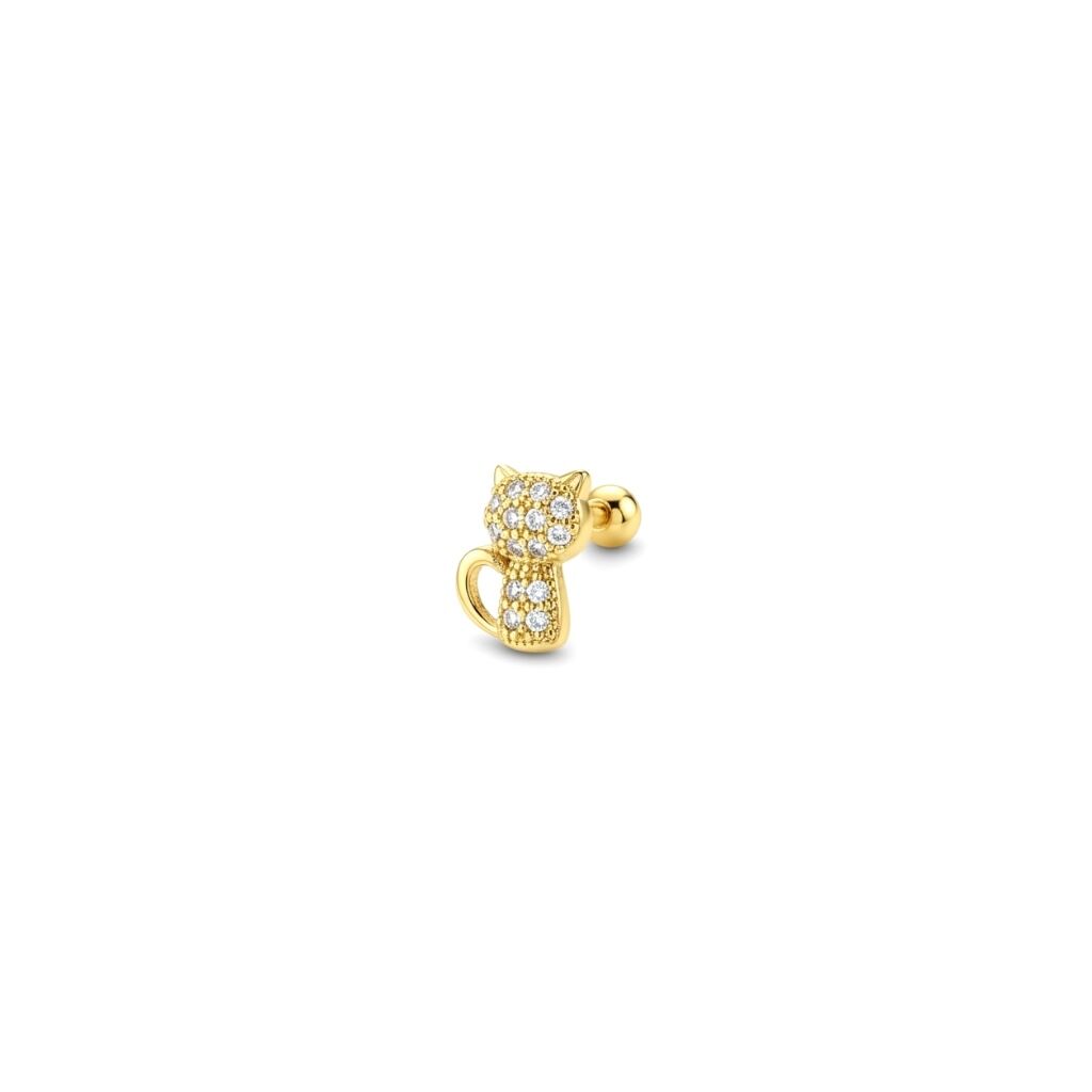 Kedi Taşlı Çelik Tragus Piercing