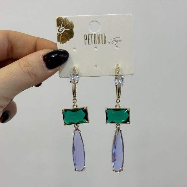 Lila Yeşil Taş Küpe