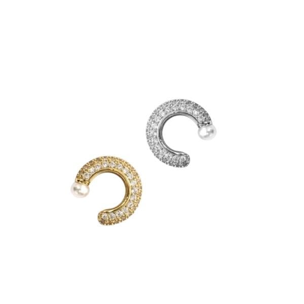 Full Taşlı İncili Earcuff Kıkırdak Küpe