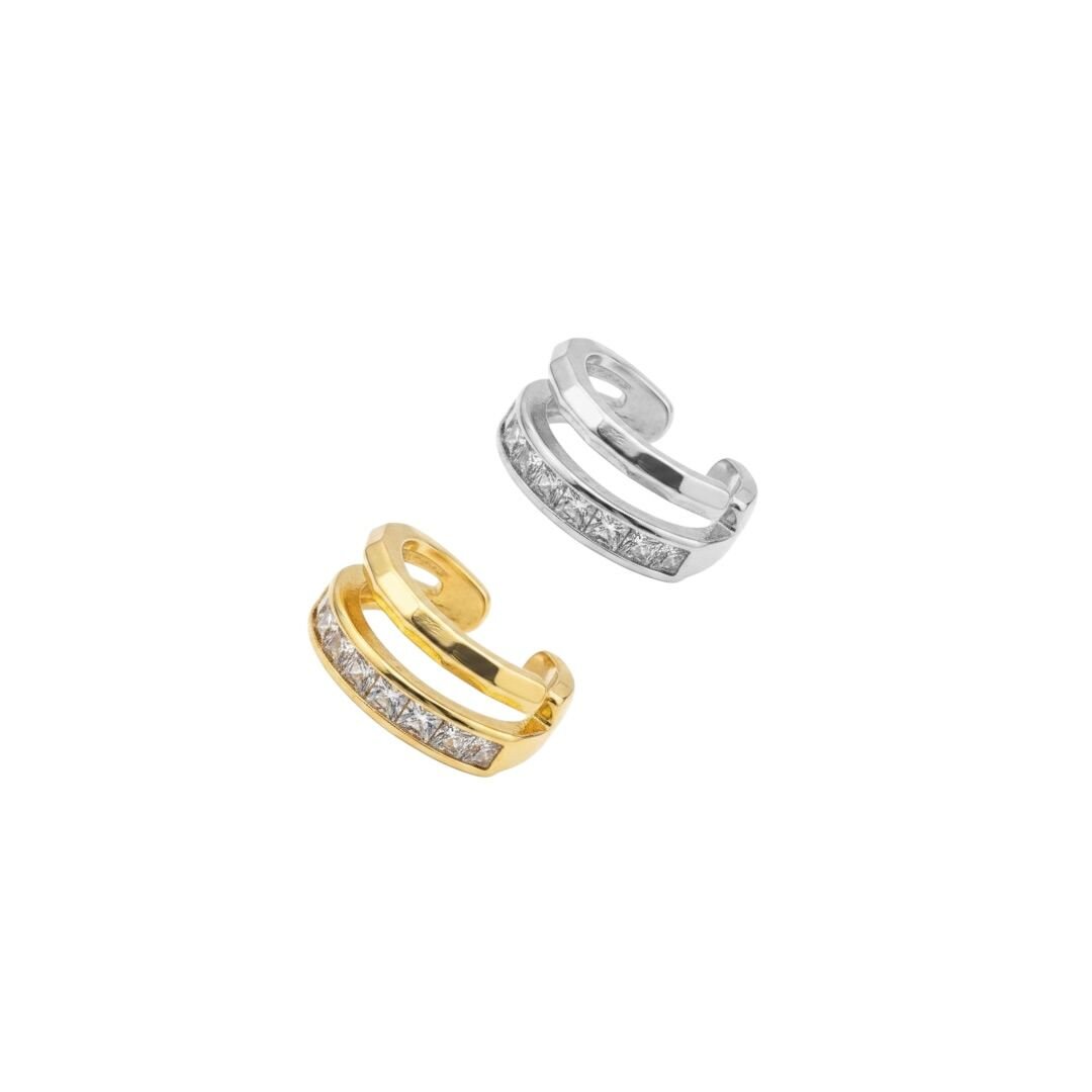 İkili Baget Taşlı Earcuff Kıkırdak Küpe