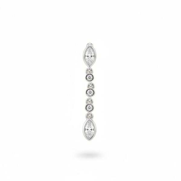 Sallantılı Damla Taşlı Zincirli Çelik Piercing