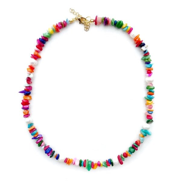 Renkli Doğaltaş Barok İnci Kolye