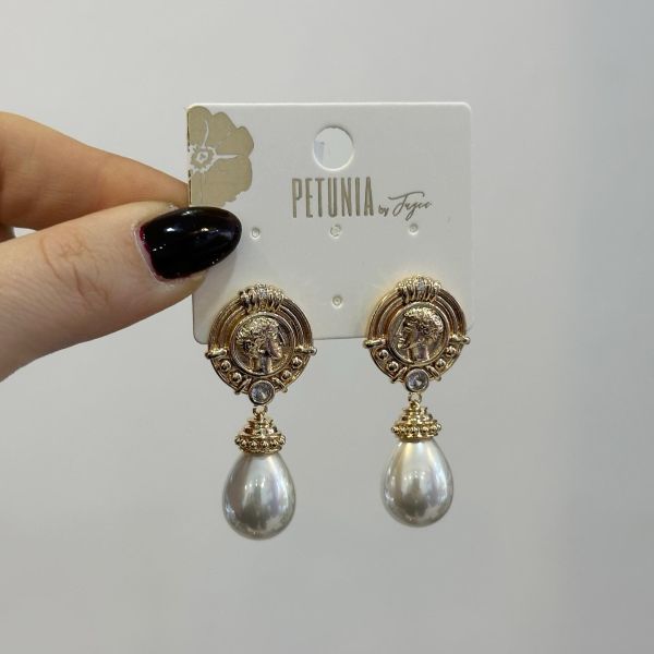 İnci Madalyon Küpe