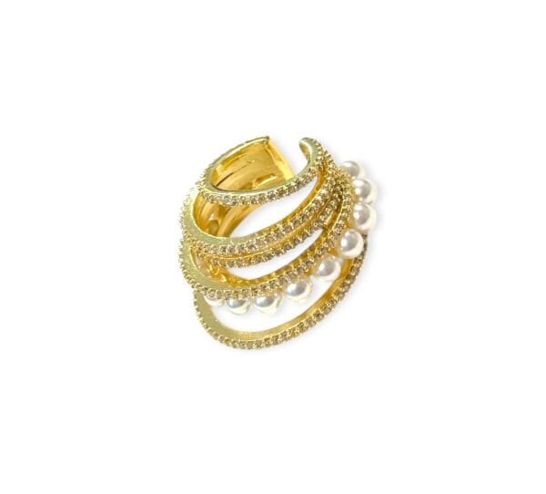 Maxi İncili Taşlı Earcuff Kıkırdak Küpe