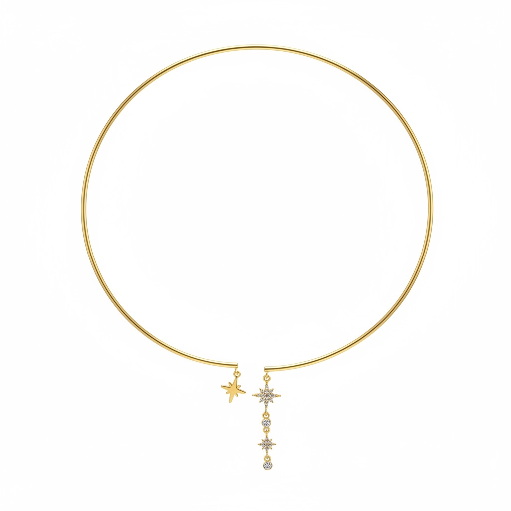 Kutup Yıldızı Taşlı Choker Tasma Kolye