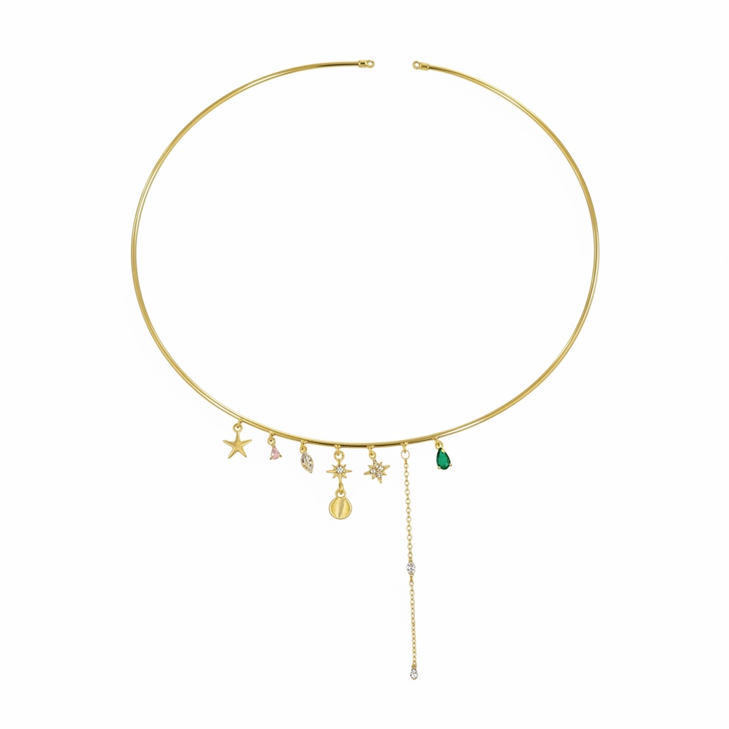 Yıldız Charm Choker Tasma Kolye