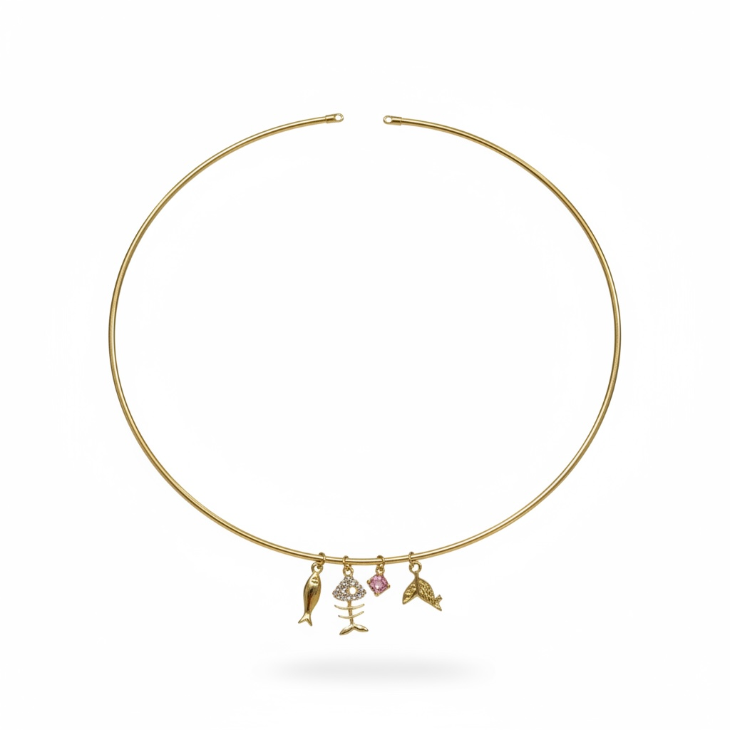 Balık Charm Choker Tasma Kolye