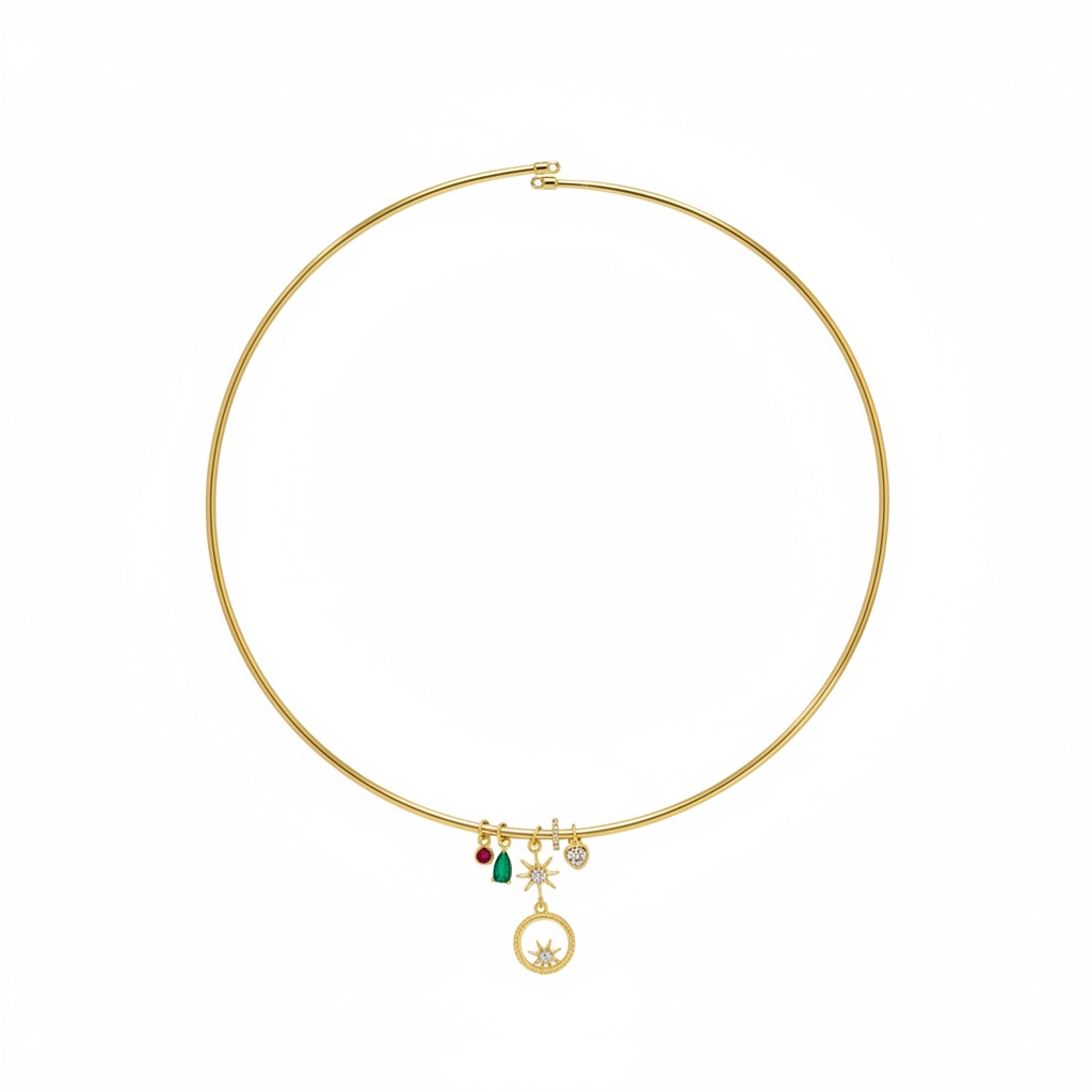 Yıldız Charm Choker Tasma Kolye