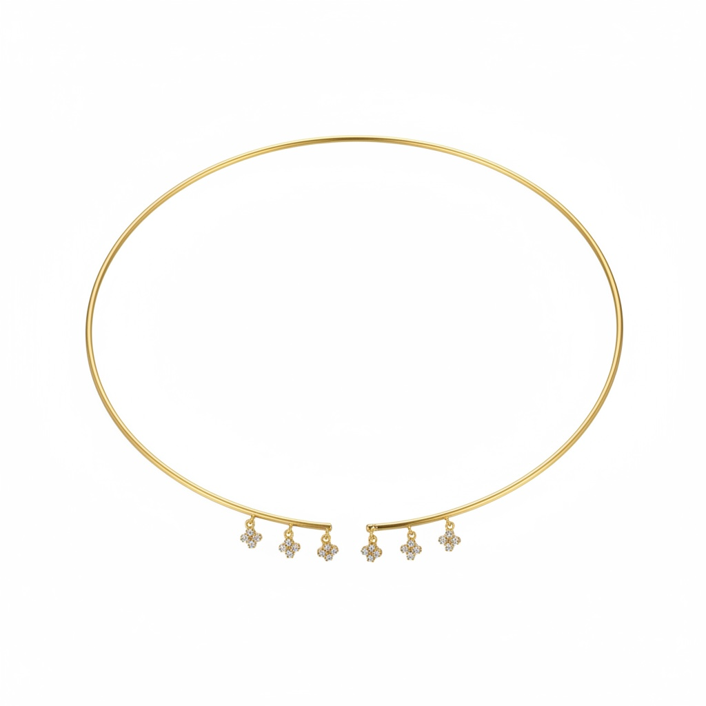 Yonca Taşlı Choker Tasma Kolye