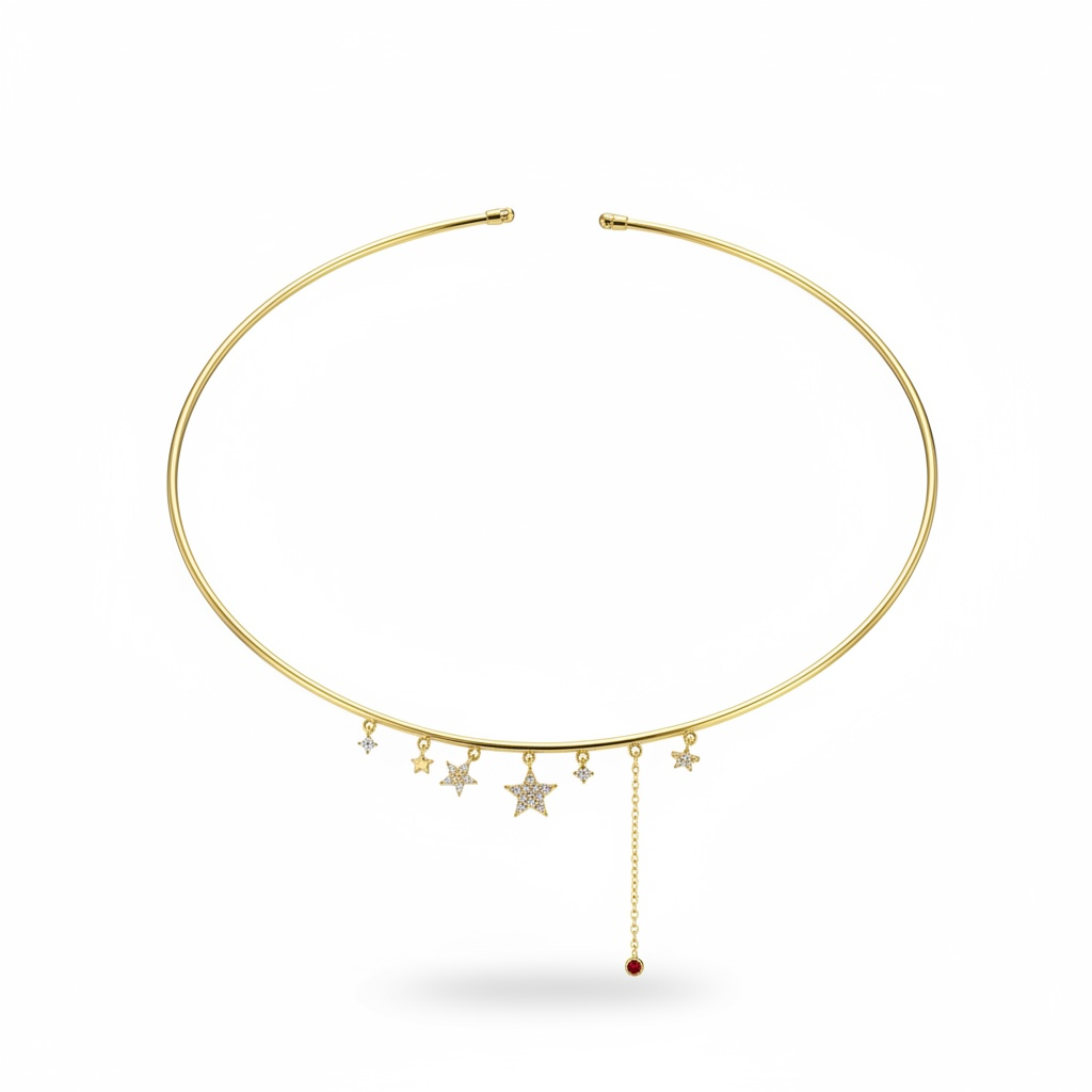 Yıldız Charm Choker Tasma Kolye