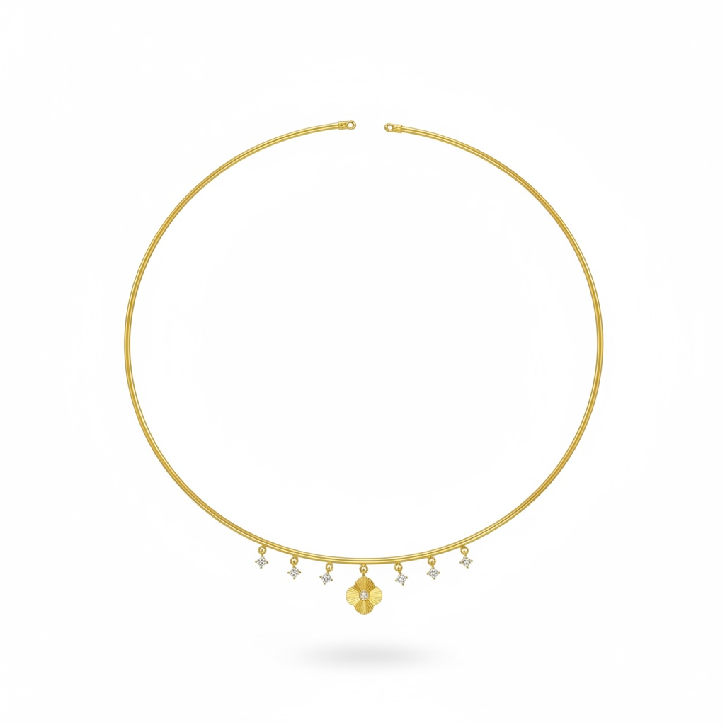 Yonca Taşlı Choker Tasma Kolye