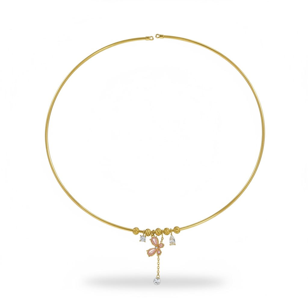 Kelebek Taşlı Choker Tasma Kolye