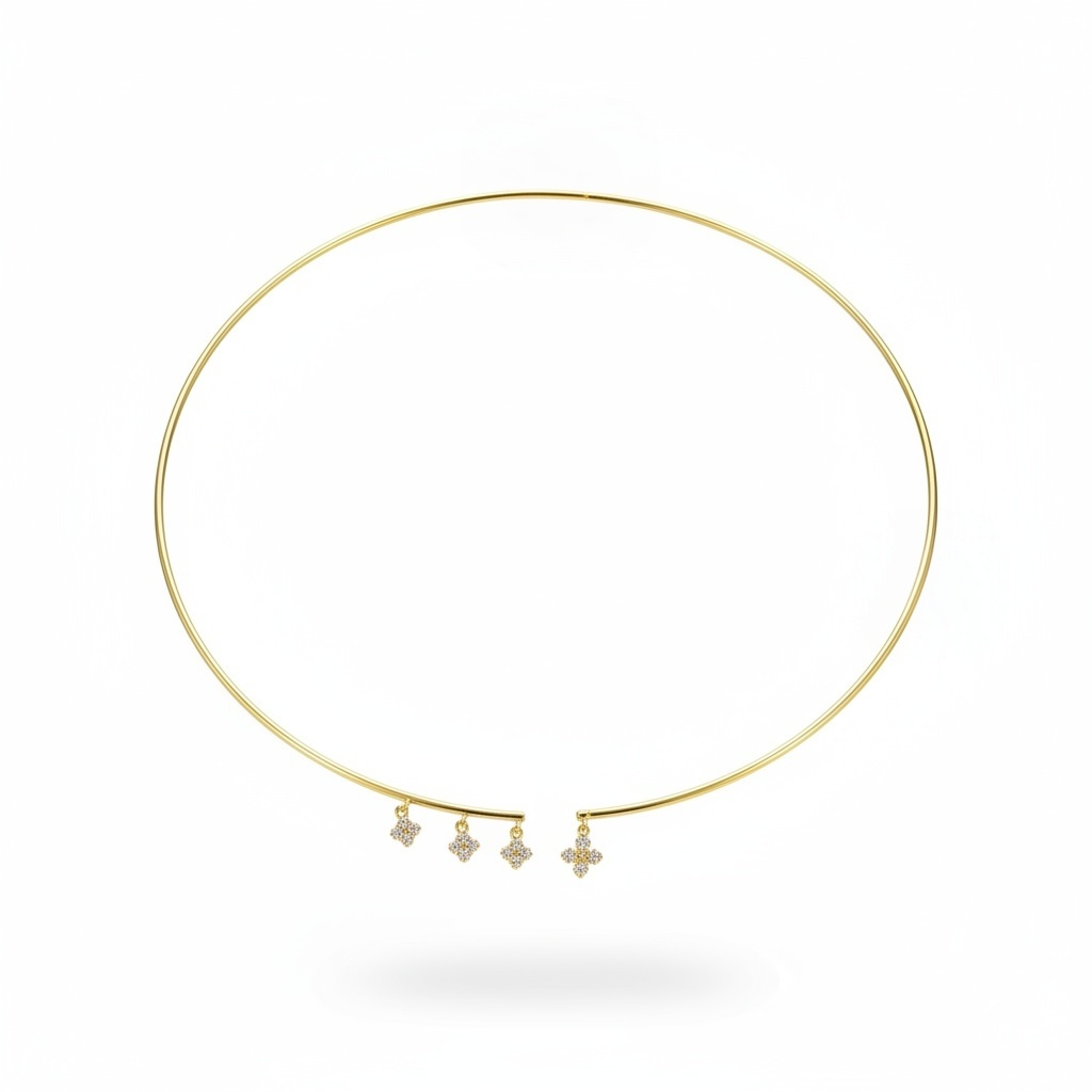 Yonca Taşlı Choker Tasma Kolye