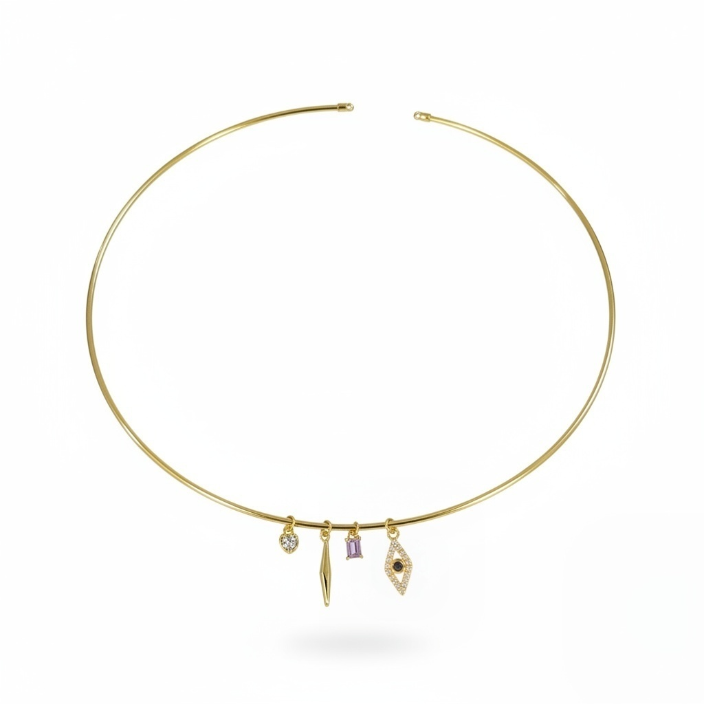 Göz Charm Choker Tasma Kolye