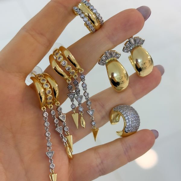 Taşlı Mix Earcuff Kıkırdak Küpe