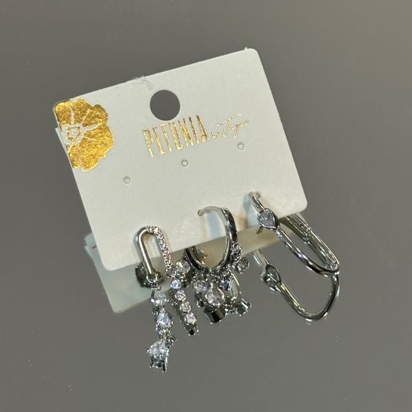 Damla Taşlı 3’lü Küpe Set